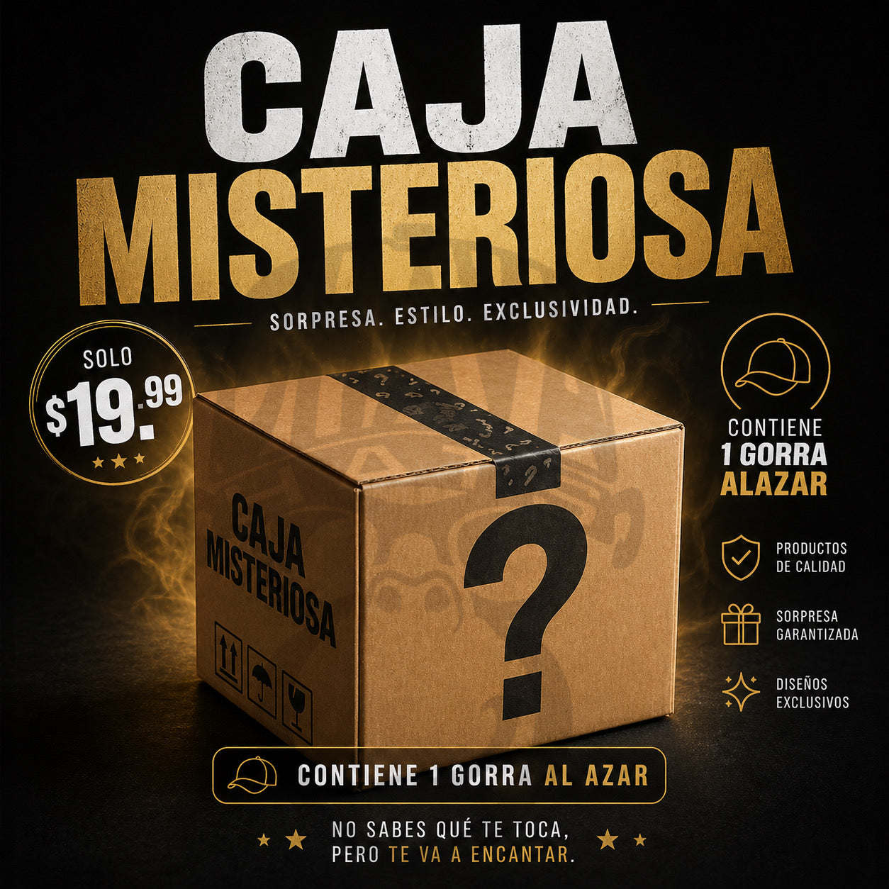 Caja misteriosa (solo traen 1 gorra al azar de todo nuestro inventario ✅