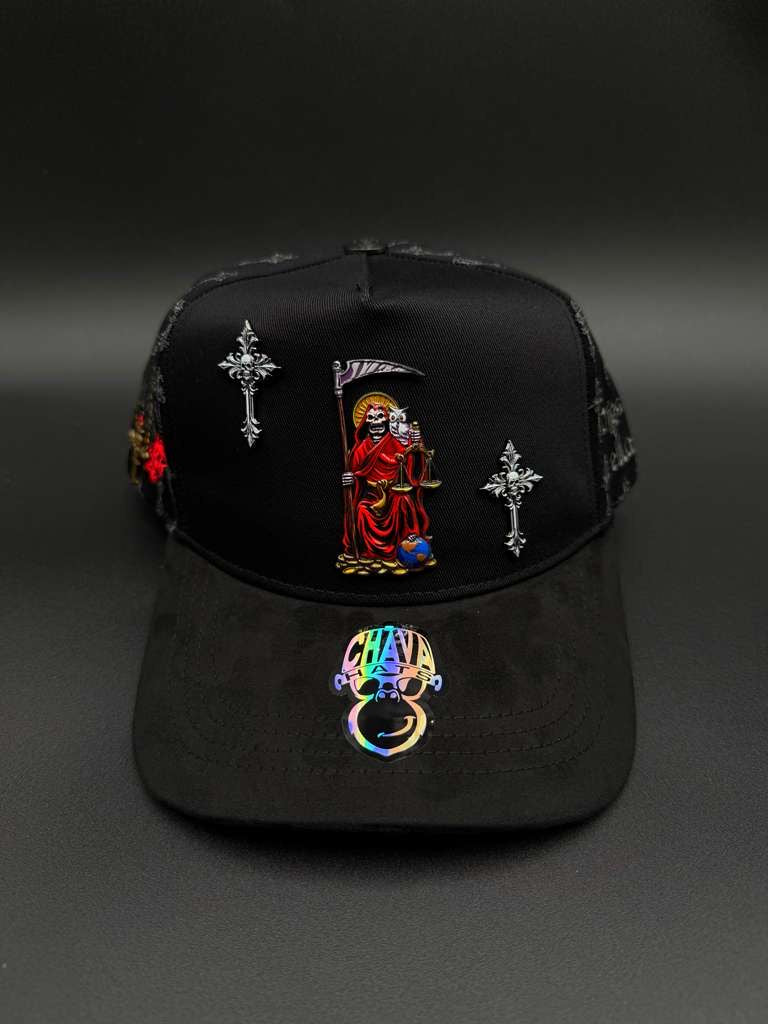 Gorra santa muerte dios me guía ella me cuida chava Hats