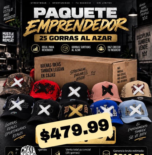 Paquete Emprendedor – 25 Gorras originales al Azar
